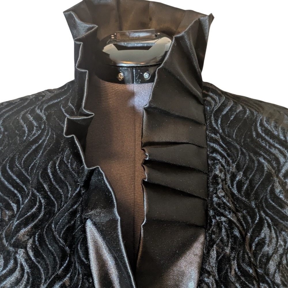 VTG 90s Vamp Blazer 14 Whimsigoth Corporate Goth Textured Velvet Pleated Collar - Picture 3 of 10